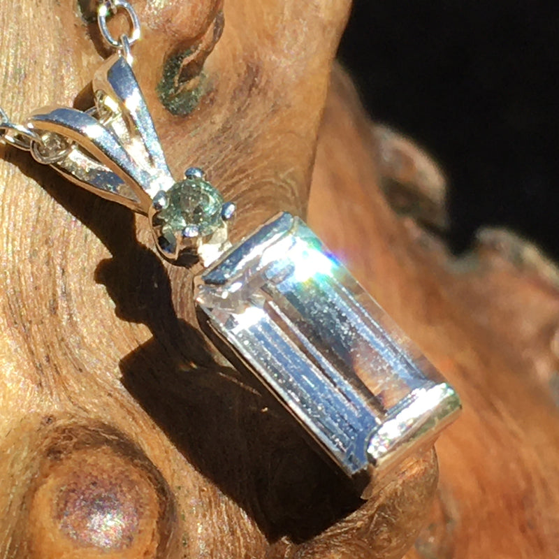 Moldavite Danburite Pendant Necklace Sterling Silver-Moldavite Life