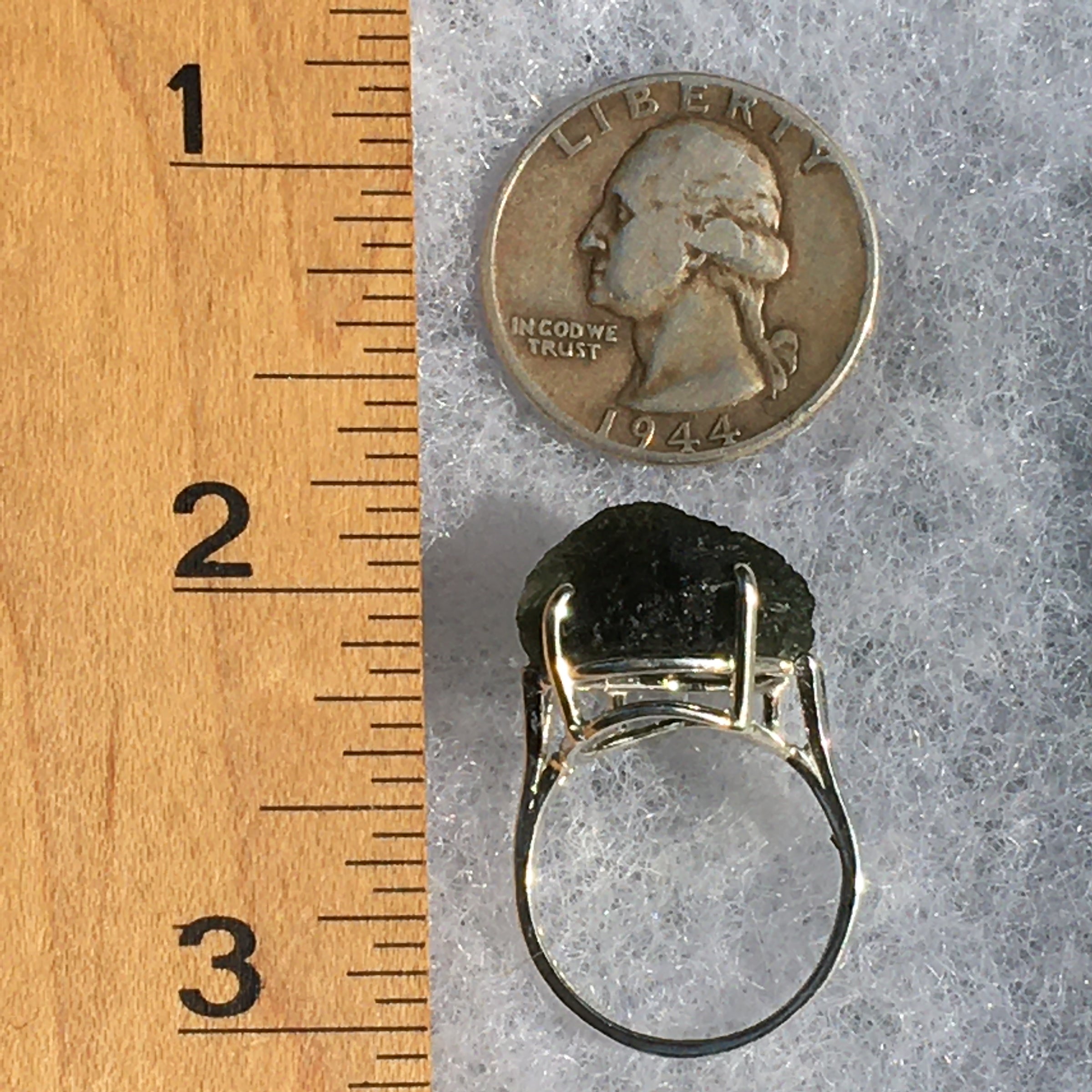 Natural Moldavite Silver Ring Size 7.75 Genuine Certified