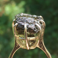 Moldavite Herkimer Diamond Silver Ring Size 7.25 Genuine Certified Natural