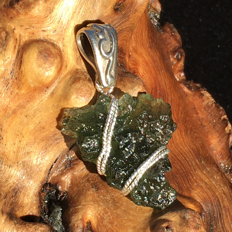 Moldavite Silver Wire Wrapped Pendant-Moldavite Life