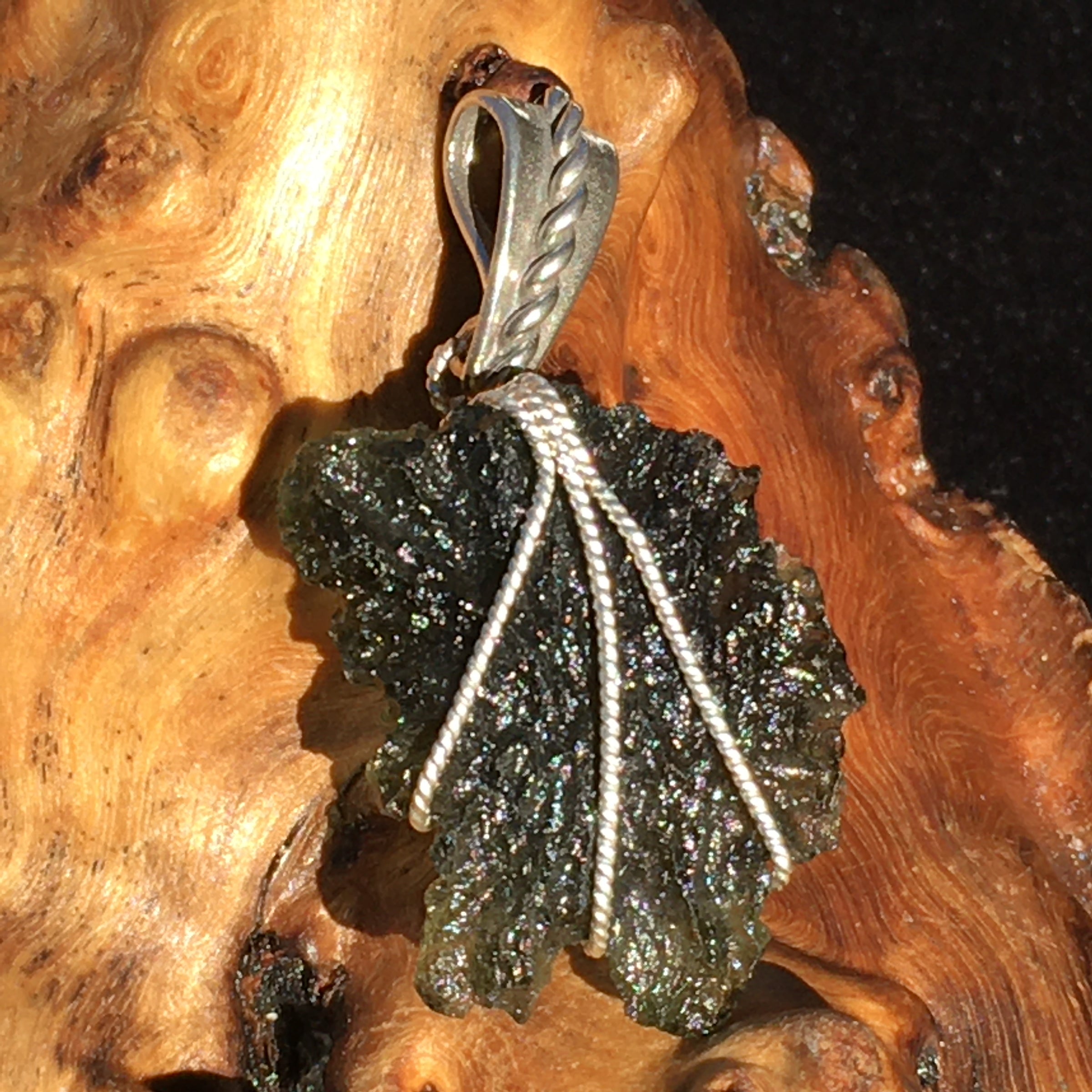 Moldavite Silver Wire Wrapped Pendant-Moldavite Life