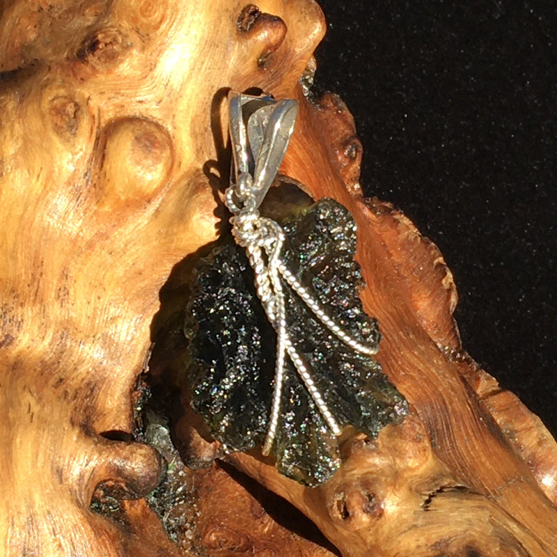 Moldavite Silver Wire Wrapped Pendant-Moldavite Life