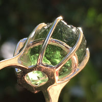 Moldavite Herkimer Diamond Silver Ring Size 6.25 Genuine Certified Natural