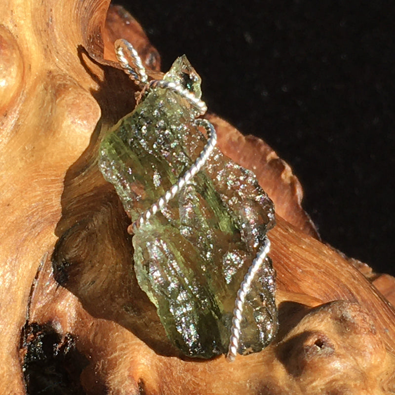 Moldavite Silver Wire Wrapped Pendant-Moldavite Life