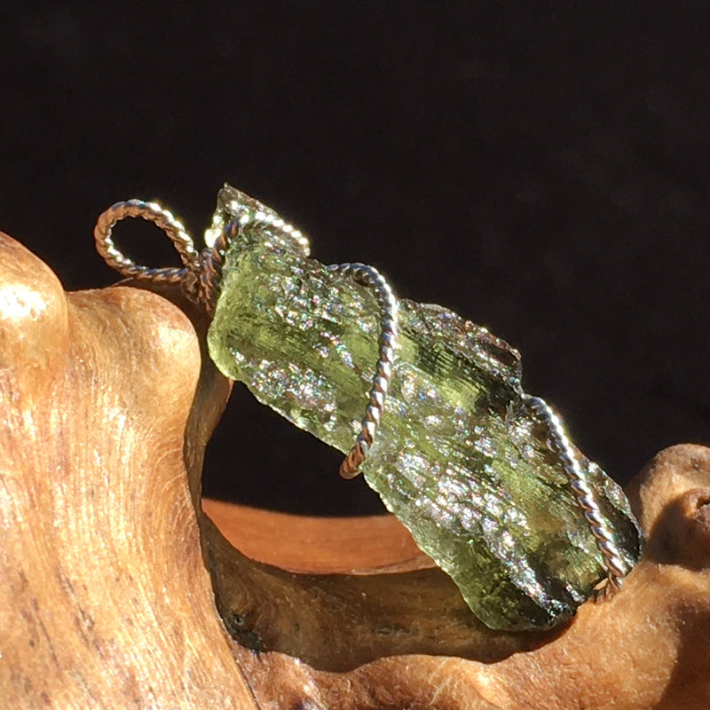 Moldavite Silver Wire Wrapped Pendant-Moldavite Life