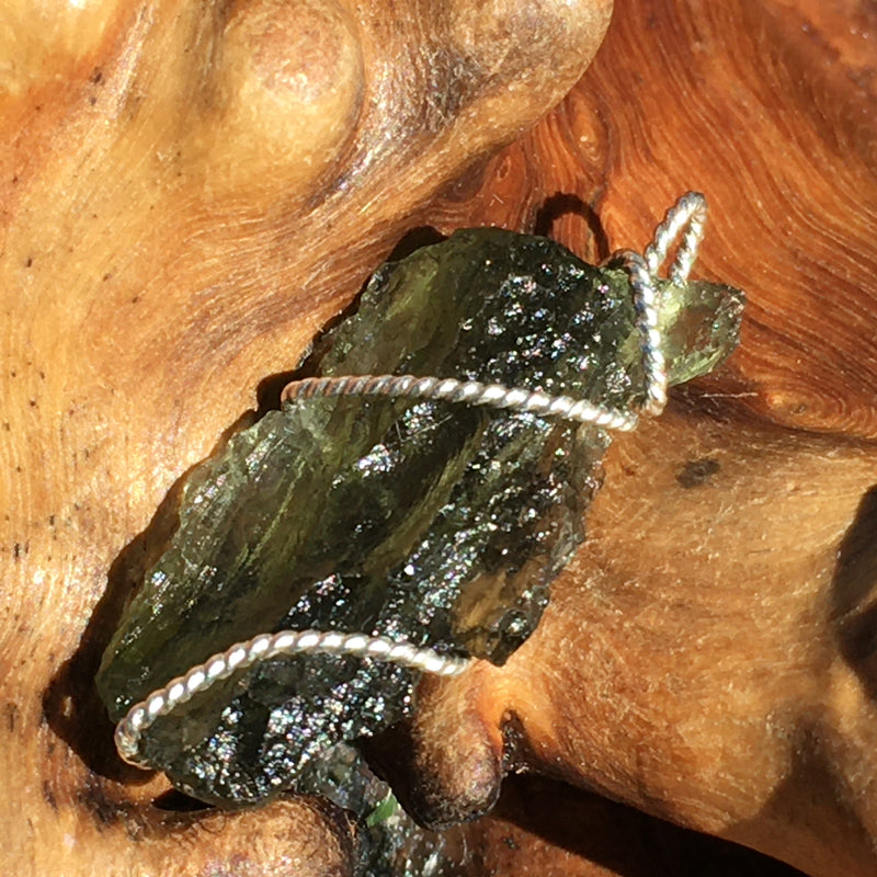 Moldavite Silver Wire Wrapped Pendant-Moldavite Life