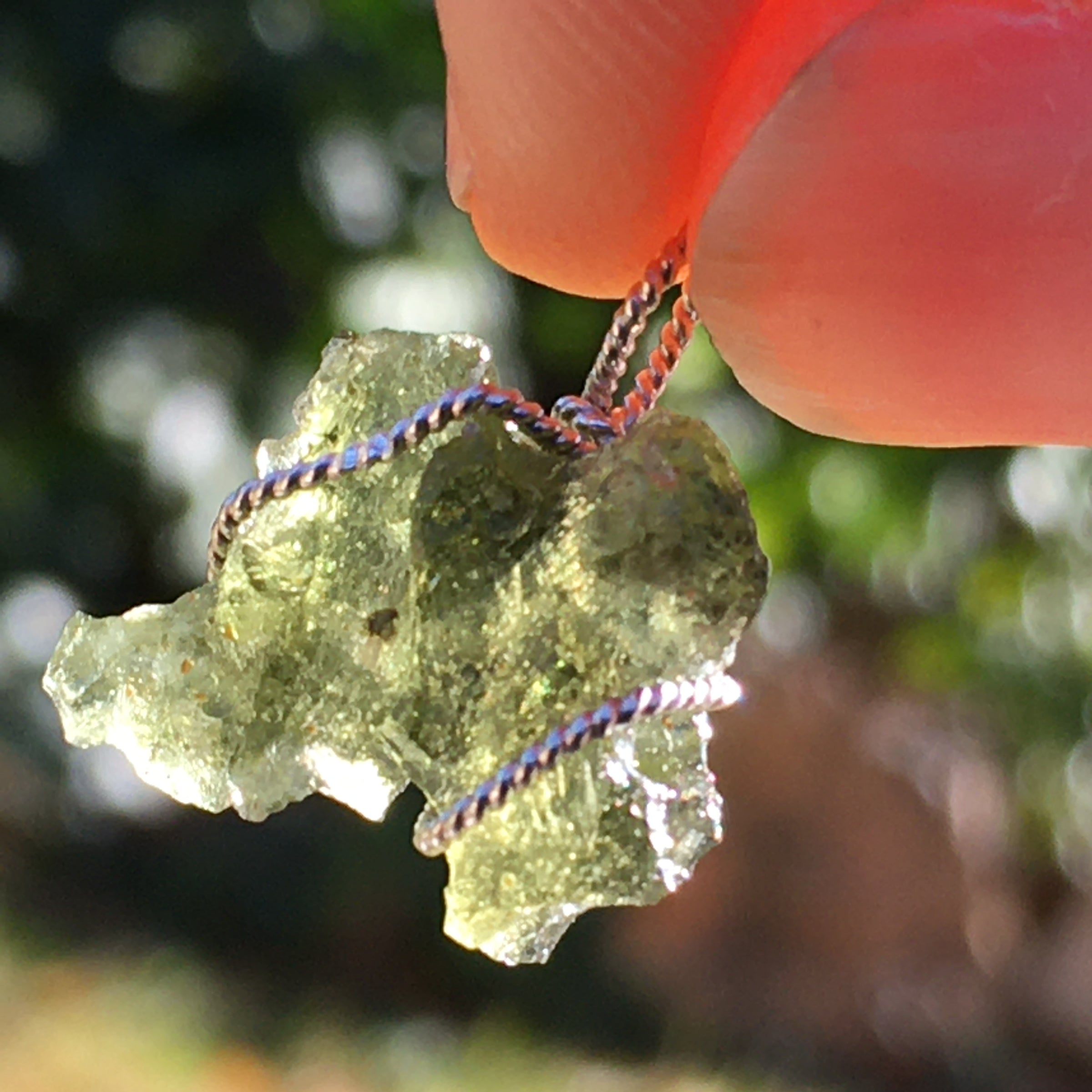 Moldavite Silver Wire Wrapped Pendant-Moldavite Life