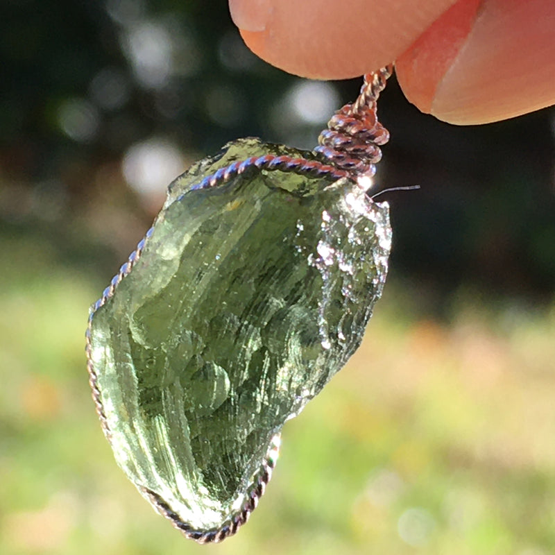 Moldavite Silver Wire Wrapped Pendant-Moldavite Life