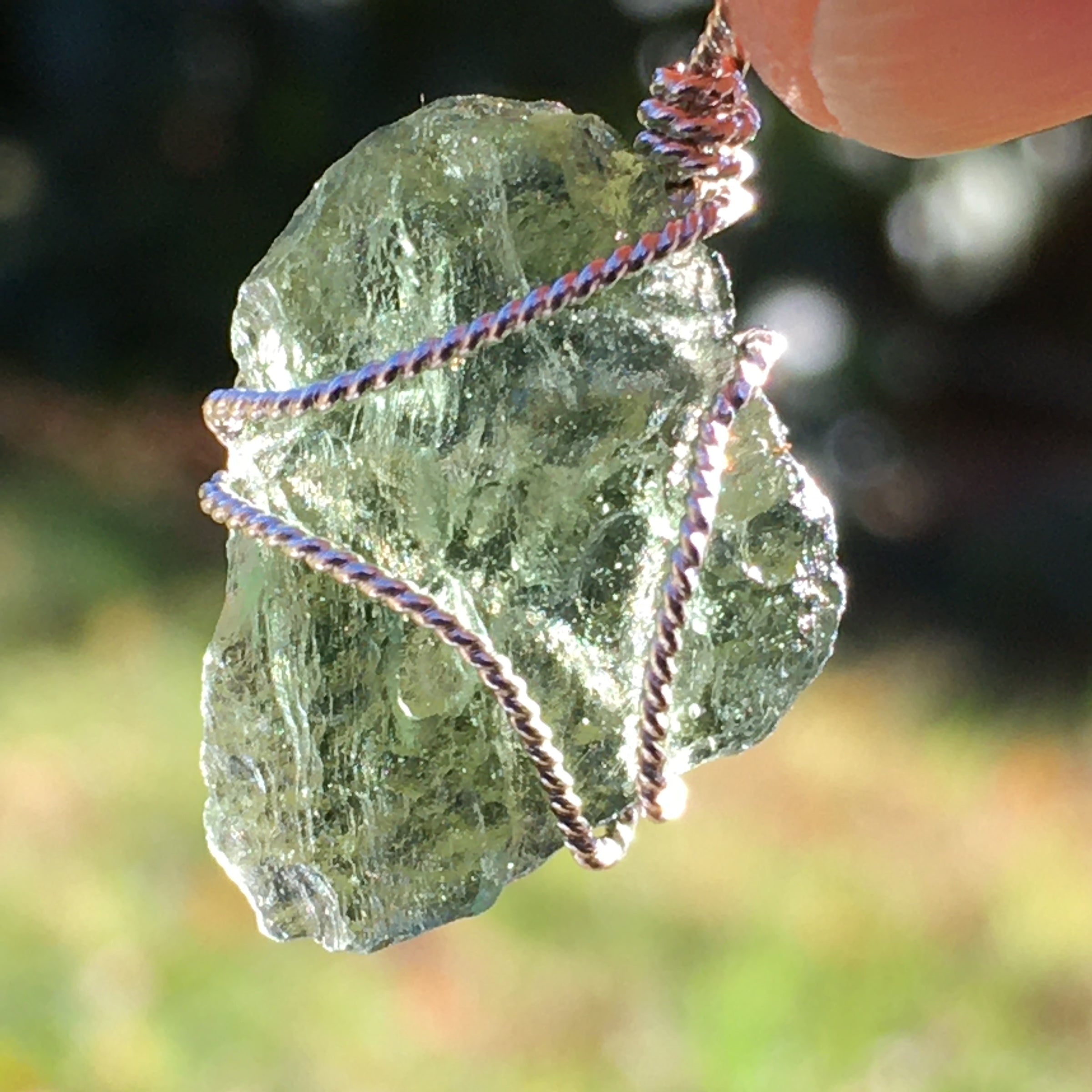 Moldavite Silver Wire Wrapped Pendant-Moldavite Life