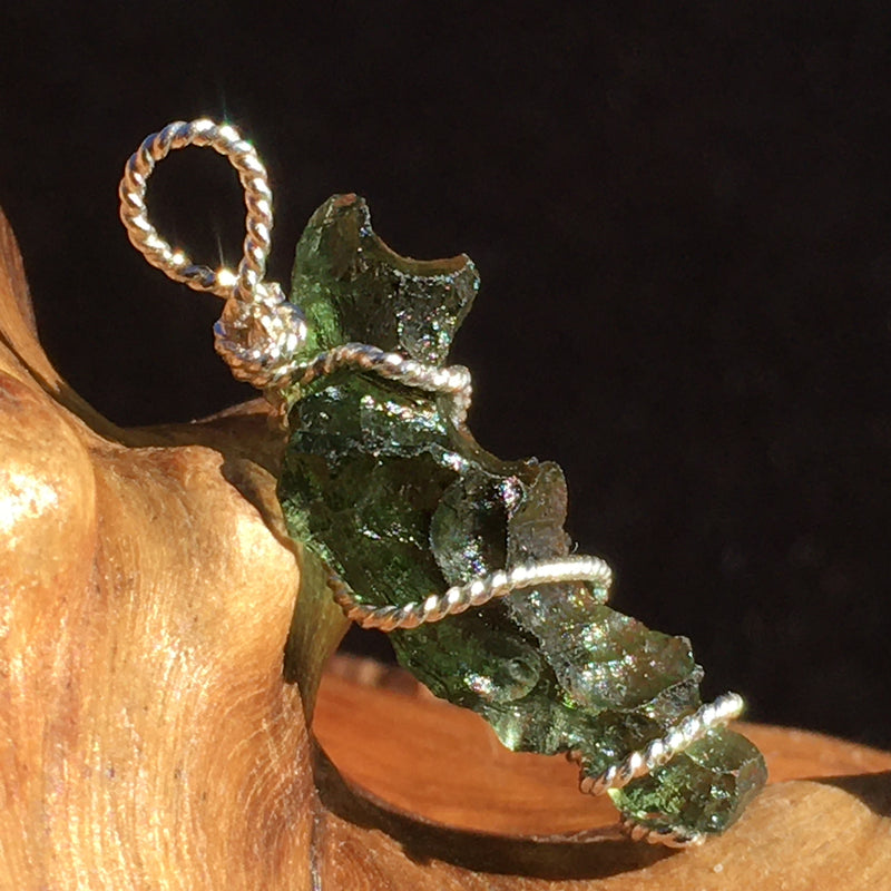 Moldavite Silver Wire Wrapped Pendant-Moldavite Life