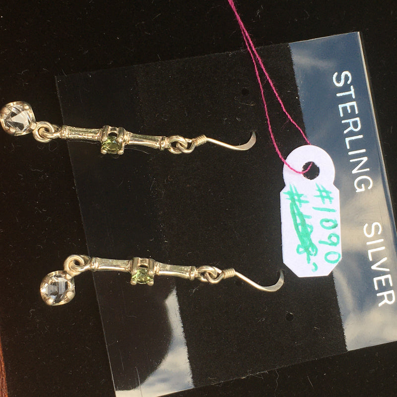 Moldavite Herkimer Diamond Earrings Sterling Silver-Moldavite Life