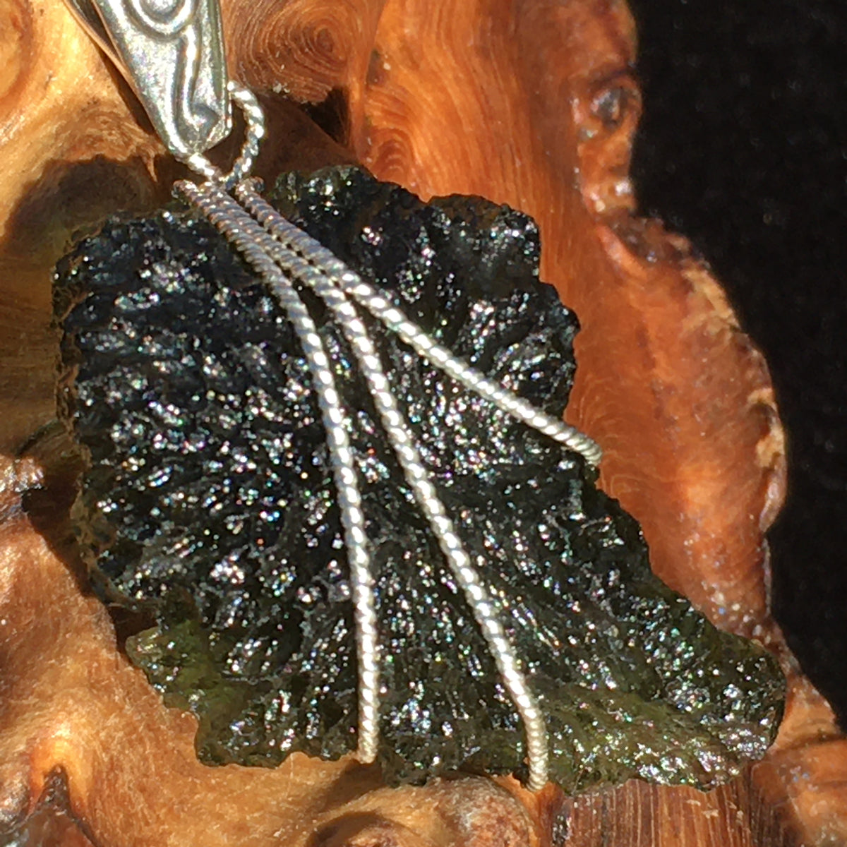 Moldavite Silver Wire Wrapped Pendant-Moldavite Life