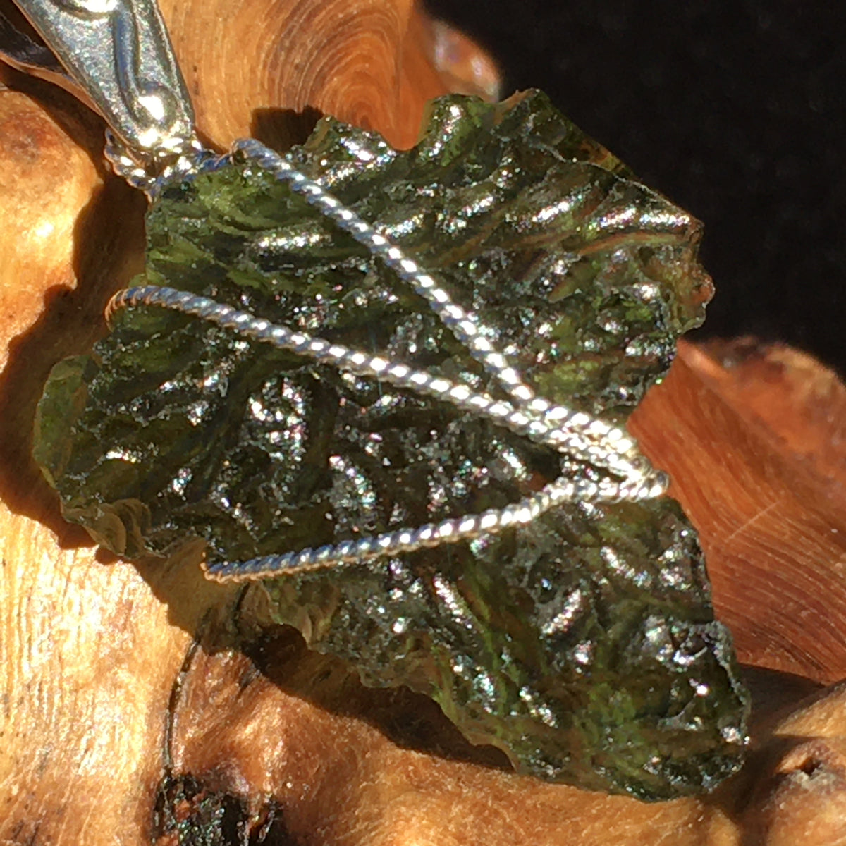 Moldavite Silver Wire Wrapped Pendant-Moldavite Life