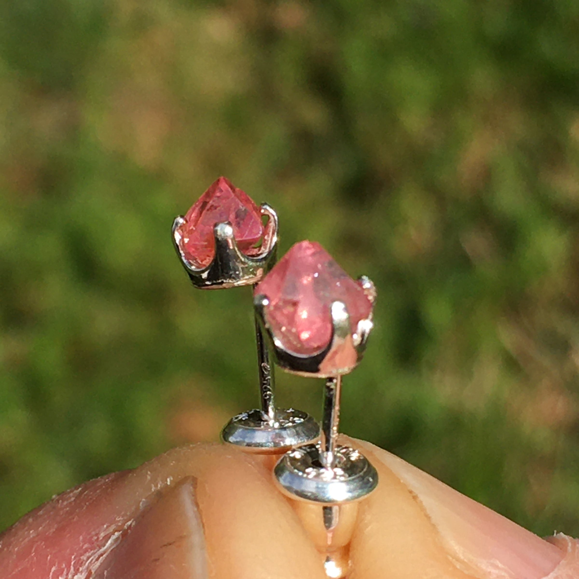 Pink Spinel Crystal Stud Earrings Sterling Silver-Moldavite Life