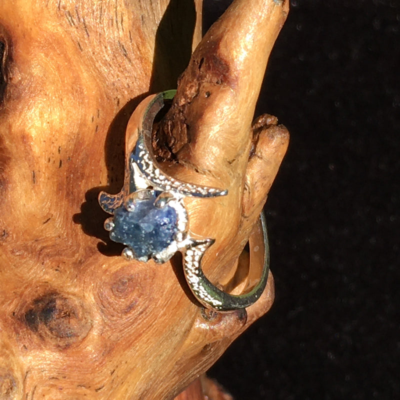 Rare Benitoite Sterling Silver Ring Natural Crystal-Moldavite Life