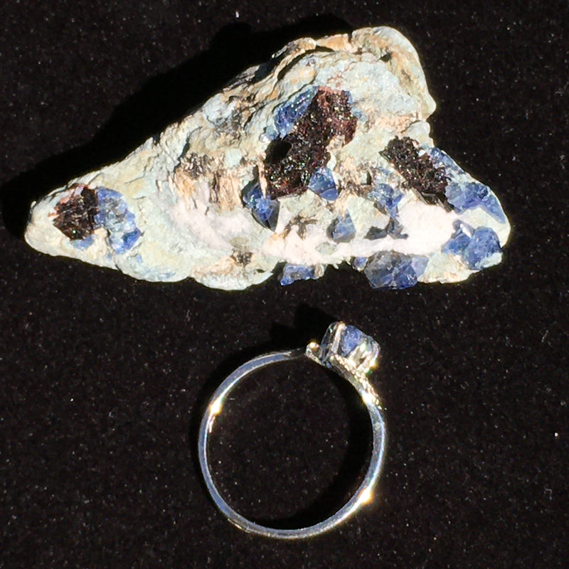 Rare Benitoite Sterling Silver Ring Natural Crystal-Moldavite Life