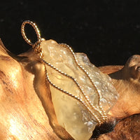 Libyan Desert Glass Gold Wire Wrapped Pendant-Moldavite Life