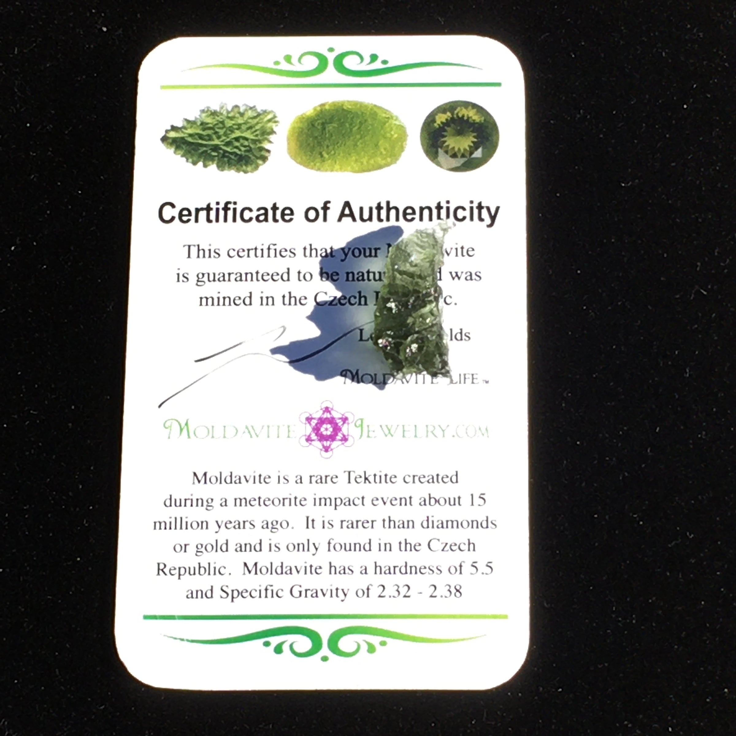 Besednice Moldavite Genuine Certified 1.2 grams BM63-Moldavite Life