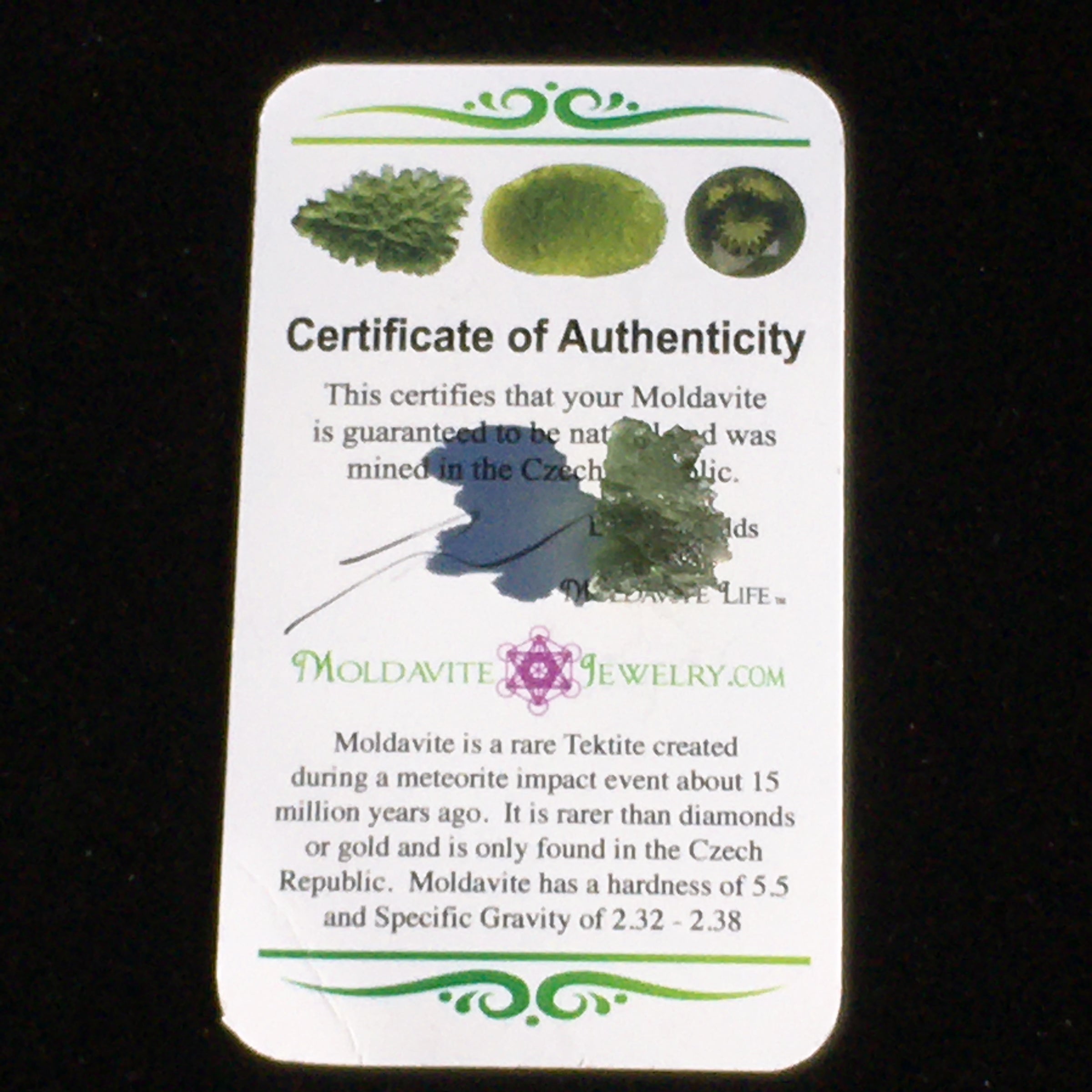 Besednice Moldavite Genuine Certified 1.1 grams BM75-Moldavite Life