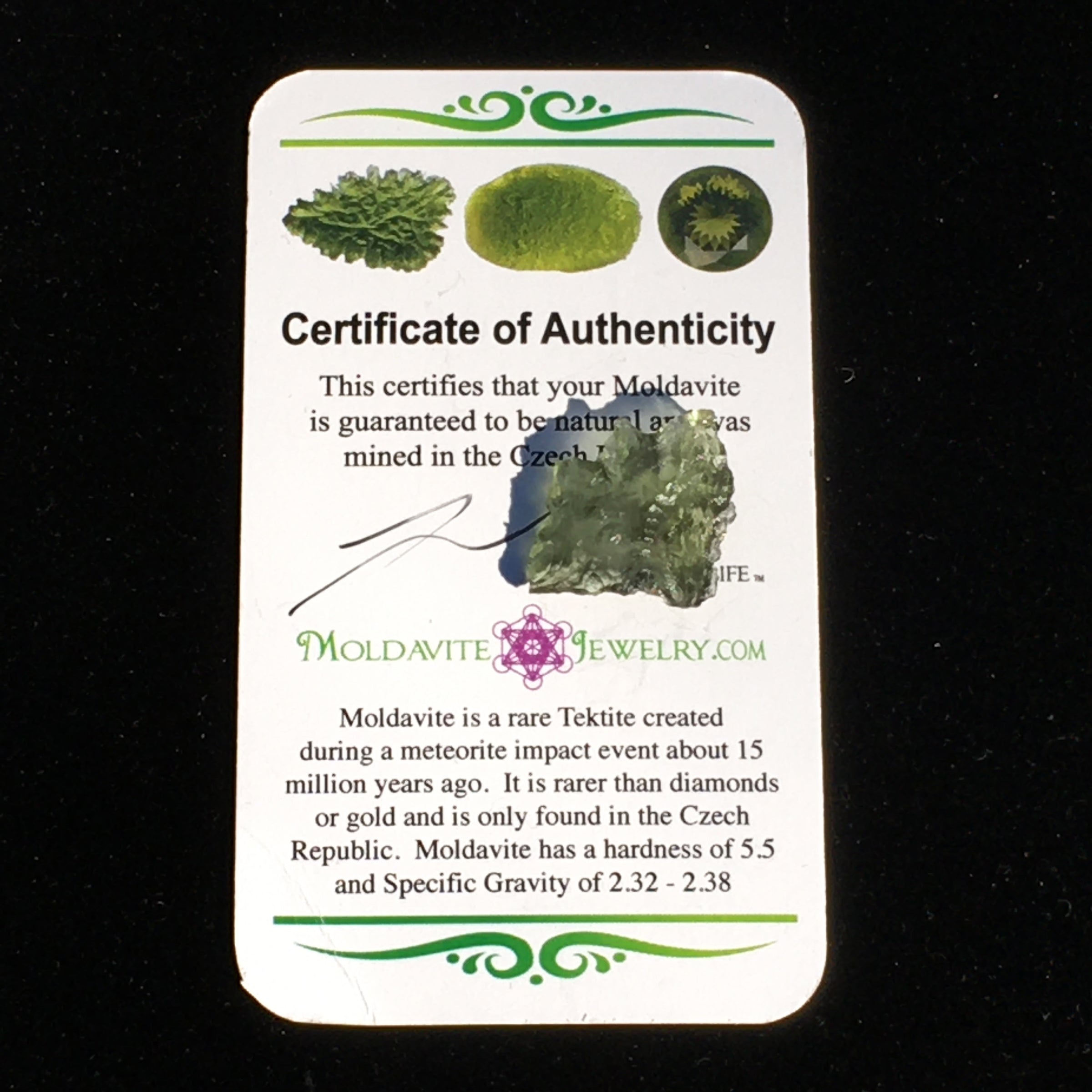 Besednice Moldavite Genuine Certified 1.0 grams BM87-Moldavite Life