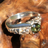 Mens Faceted Moldavite Ring Sterling Silver-Moldavite Life