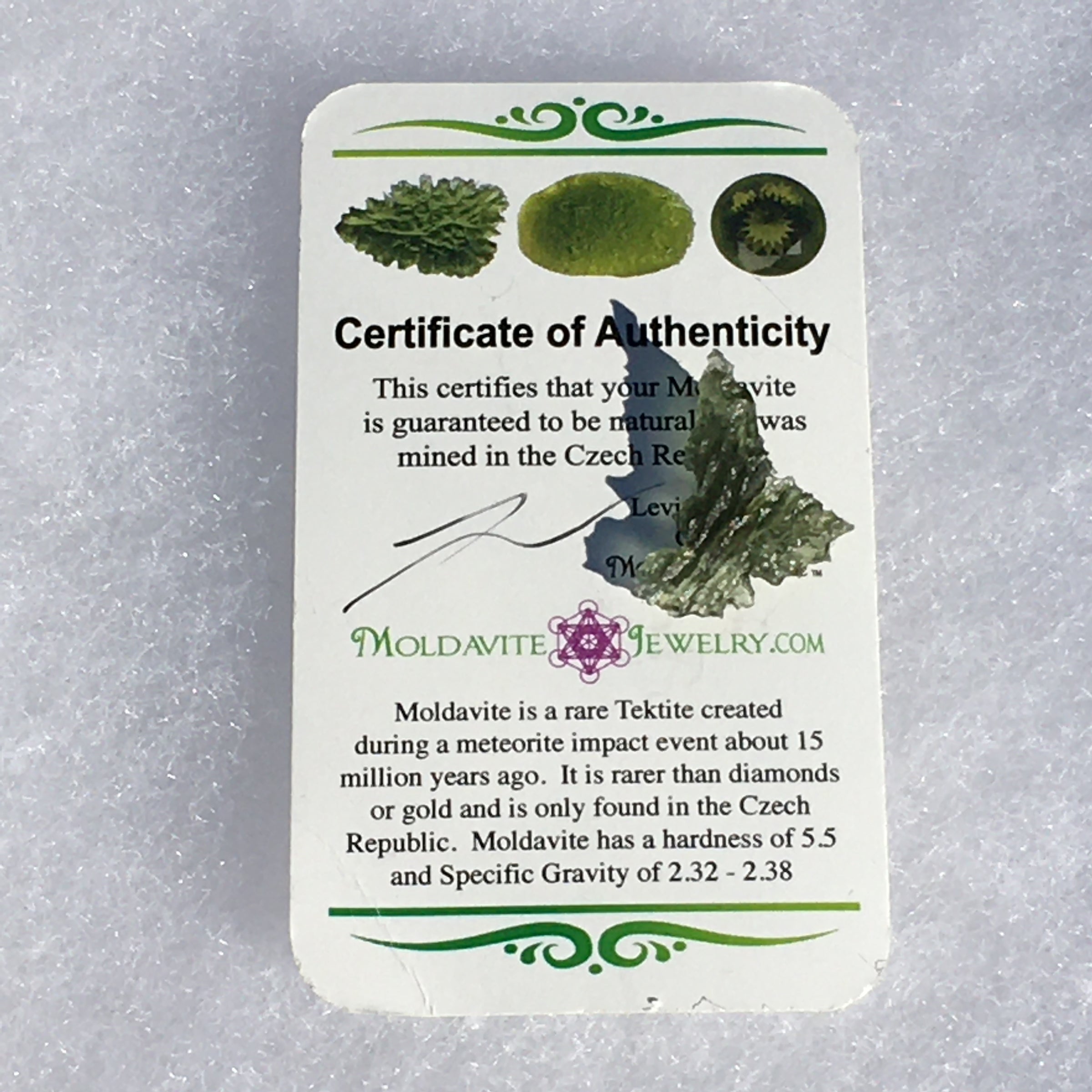 Besednice Moldavite Genuine Certified 1.0 grams