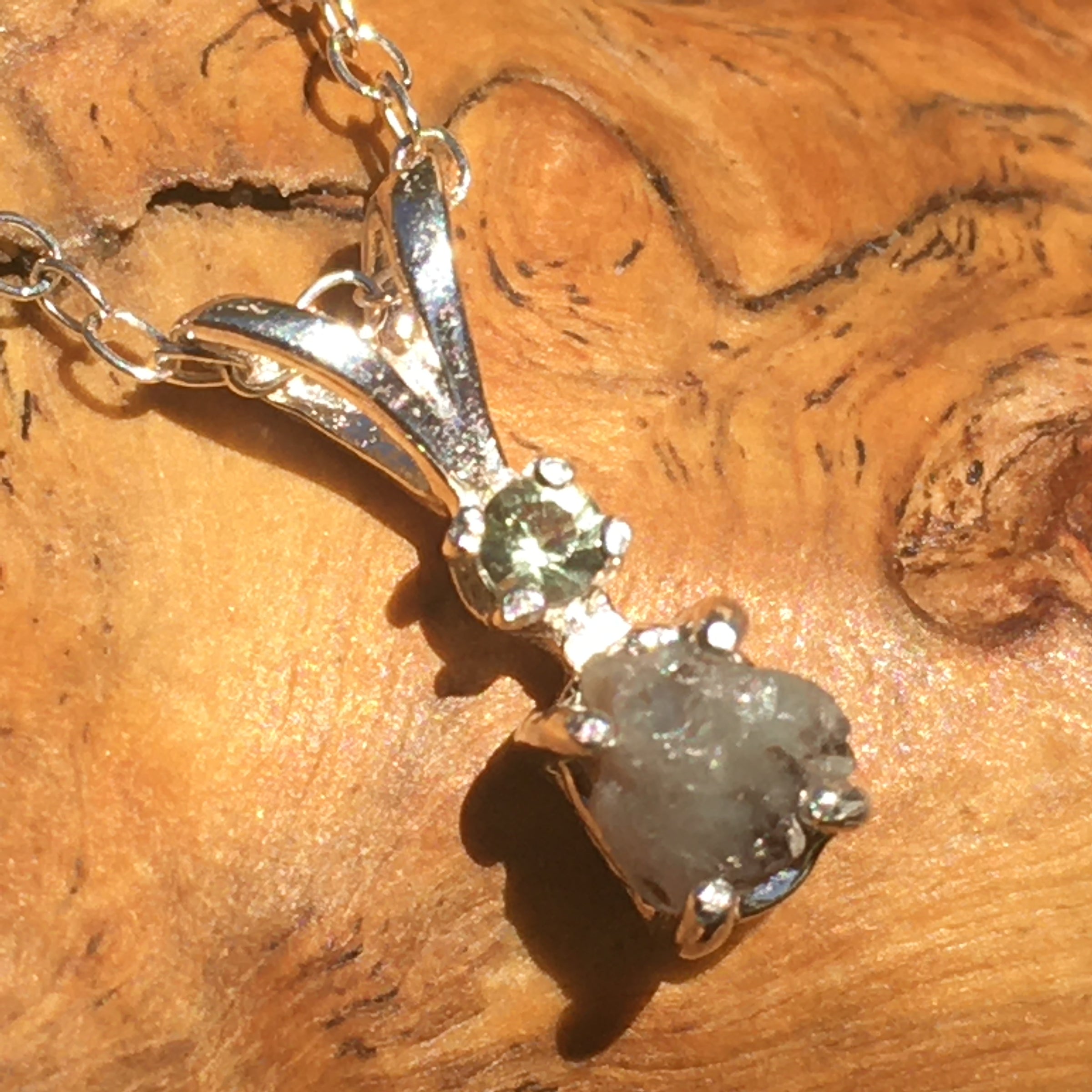 Moldavite Alexandrite Crystal Pendant Silver Sterling-Moldavite Life