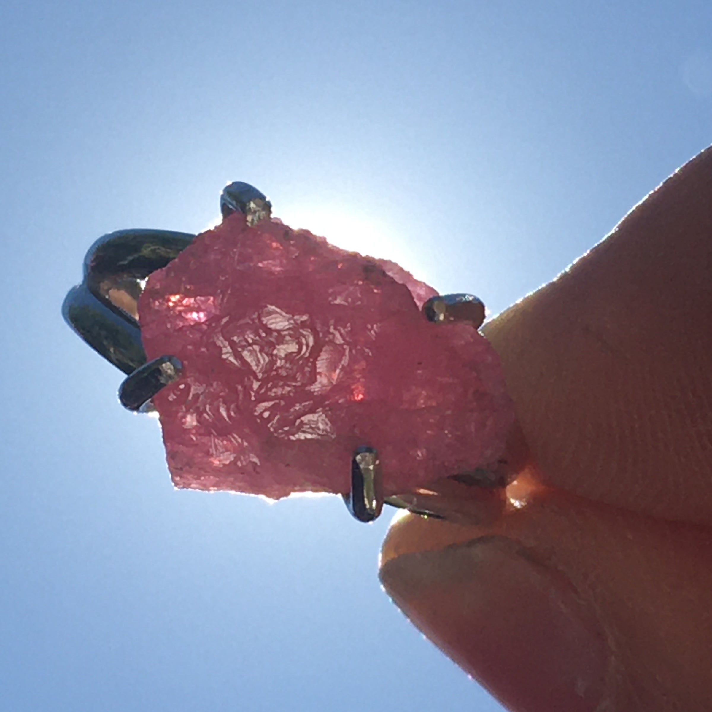 Pink Ruby Ring Sterling Silver Natural Crystal-Moldavite Life