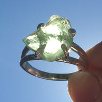 Natural Peridot Crystal Ring Silver-Moldavite Life