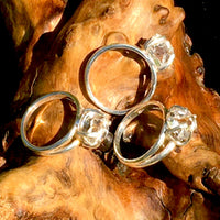 Silver Herkimer Diamond Ring Natural-Moldavite Life