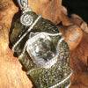 Moldavite Herkimer Diamond Crystal Silver Wire Pendant-Moldavite Life