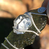 Moldavite Herkimer Diamond Crystal Silver Wire Pendant-Moldavite Life