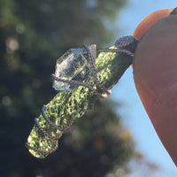 Moldavite Herkimer Diamond Crystal Silver Wire Pendant-Moldavite Life