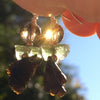 Moldavite Citrine Tektite Bead Silver Dangle Earrings-Moldavite Life