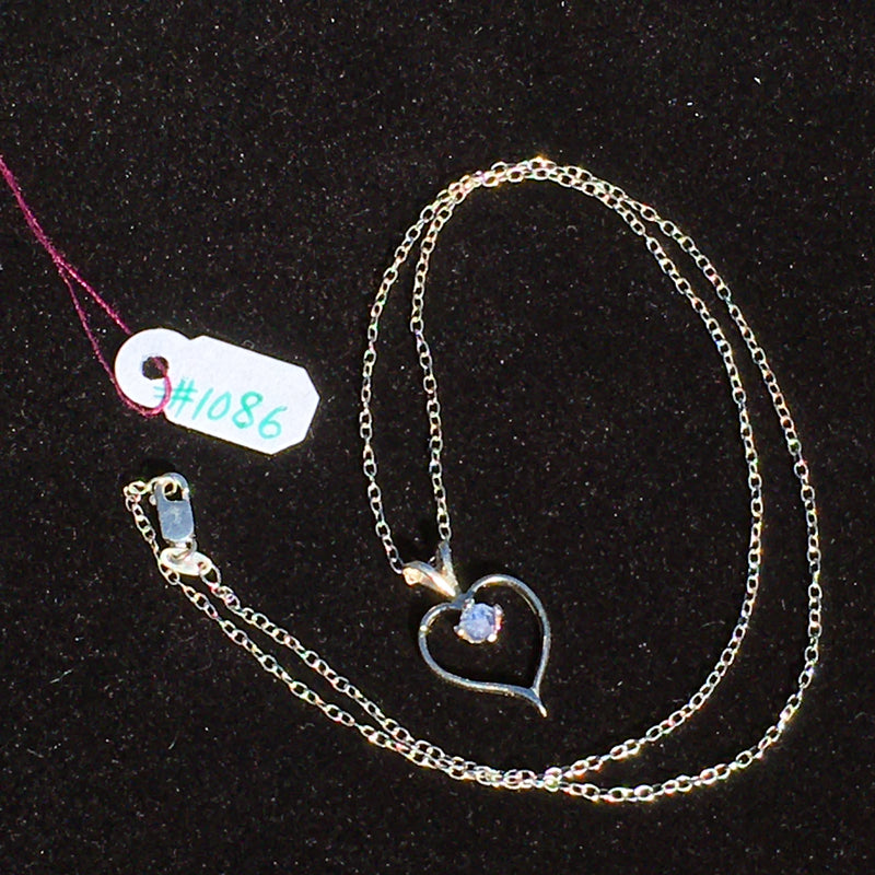 Women's Blue Benitoite Crystal Heart Pendant Silver-Moldavite Life