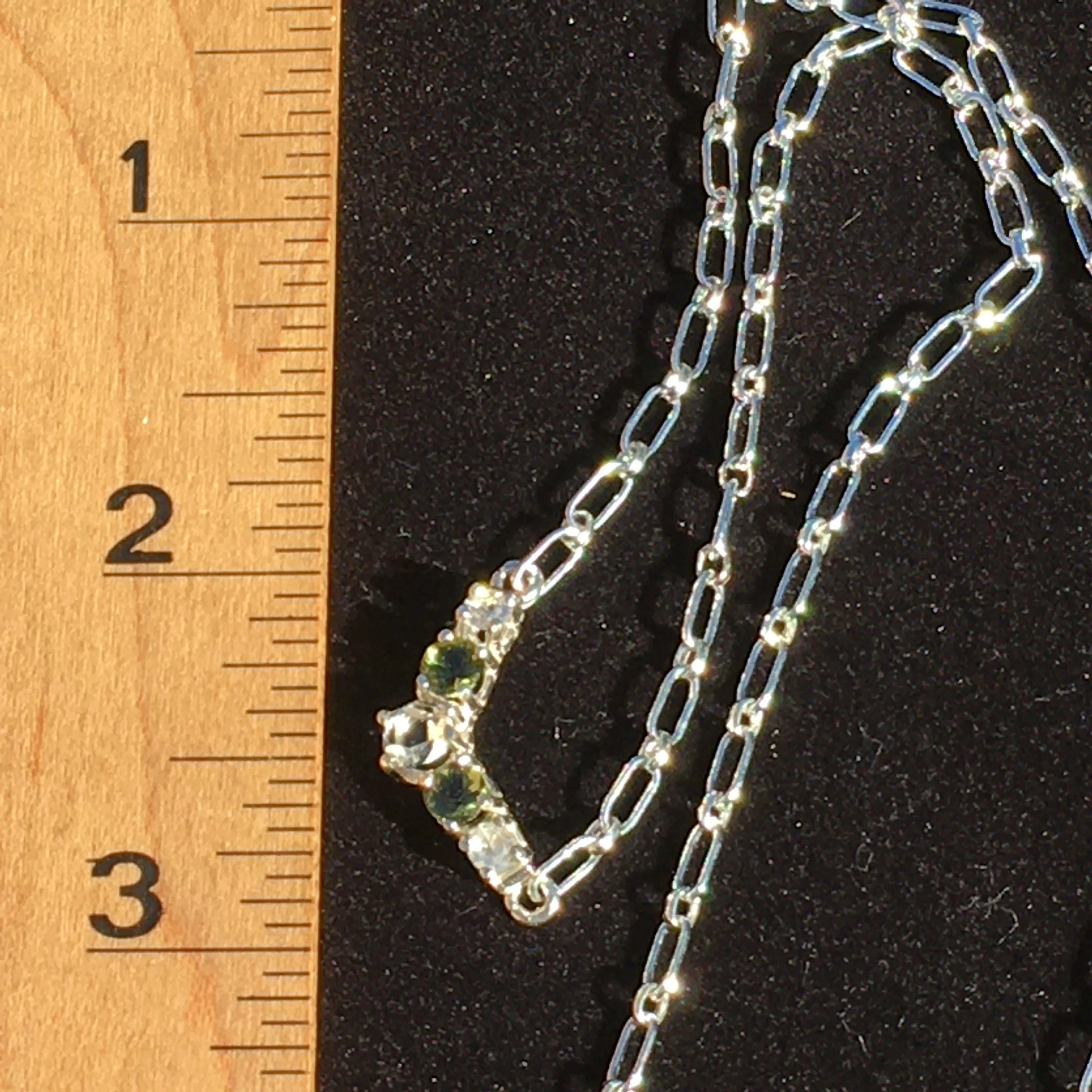 Faceted Moldavite Phenacite Herkimer Silver Necklace-Moldavite Life