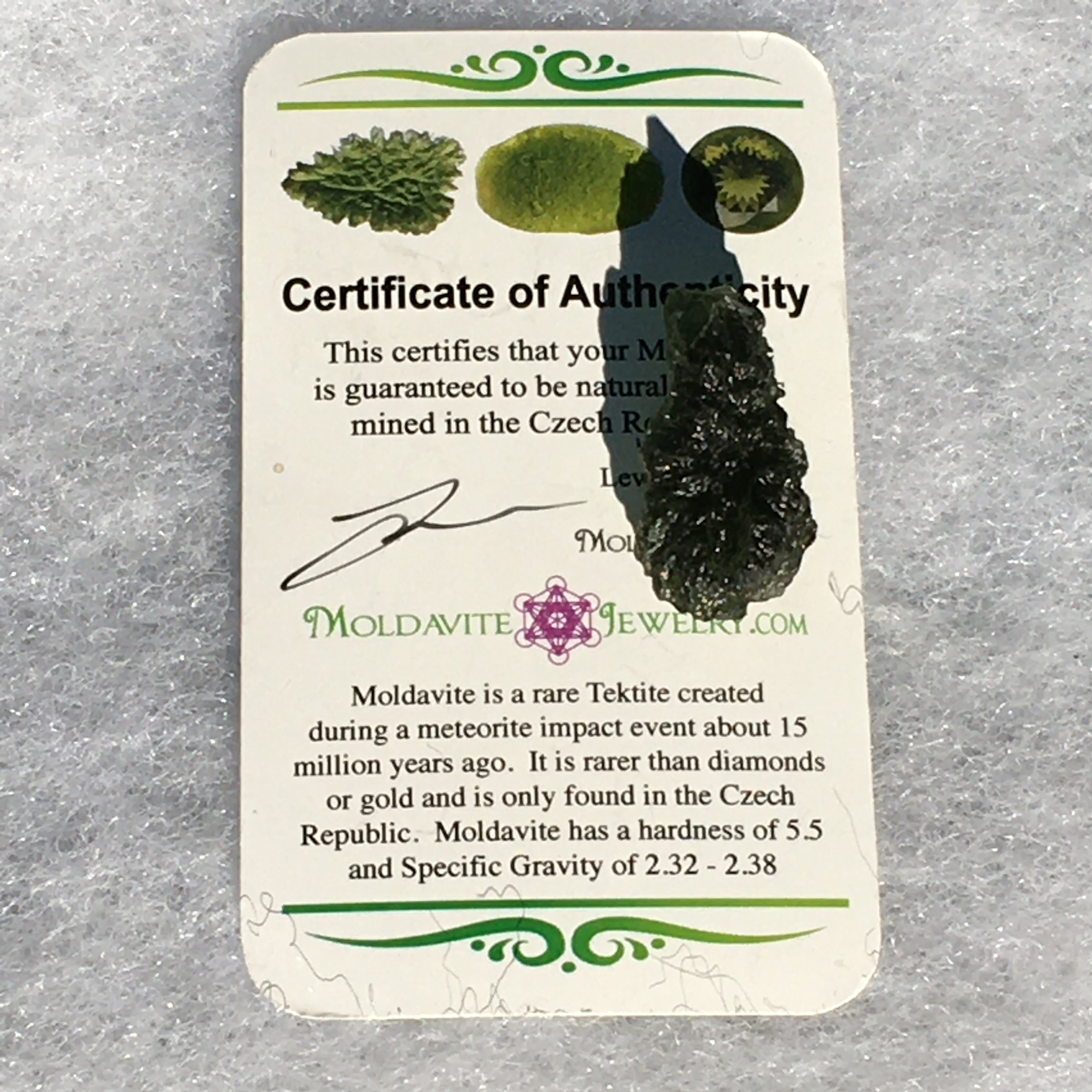 Moldavite Genuine Certified Czech Republic 4.7 grams