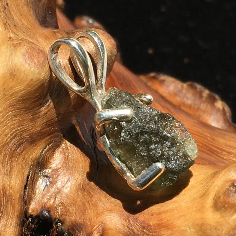 Natural Genuine Moldavite Pendant Silver-Moldavite Life