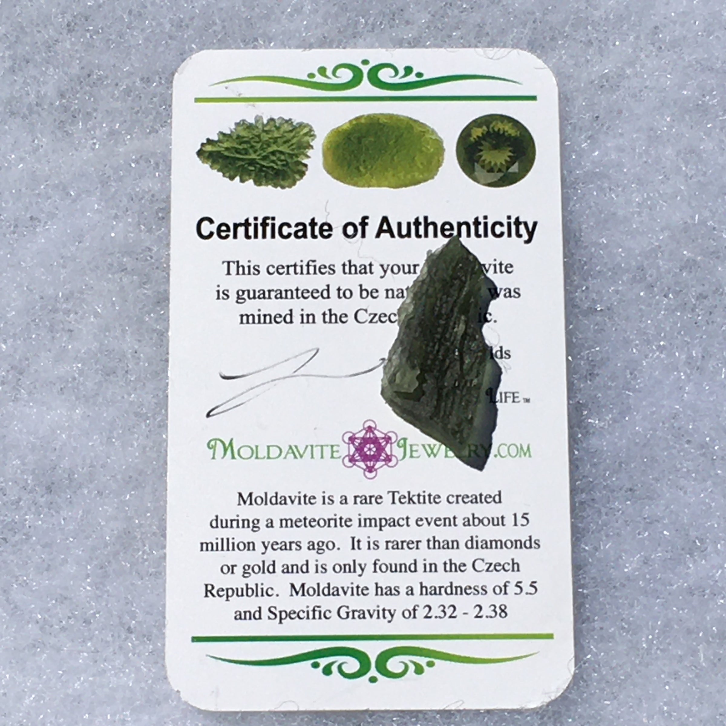 Moldavite Genuine Certified Czech Republic 2.3 grams
