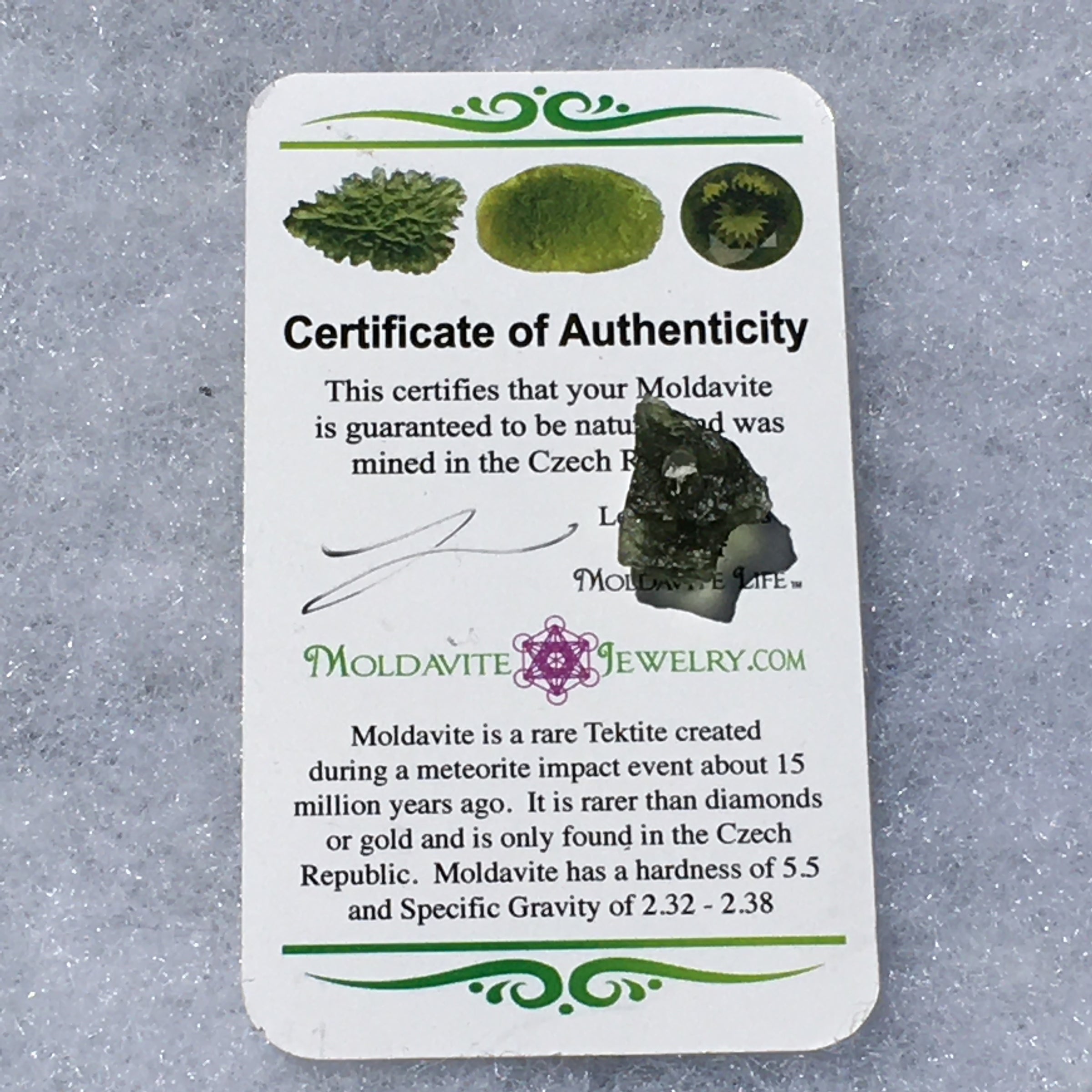 Moldavite Genuine Certified Czech Republic 1.1 grams