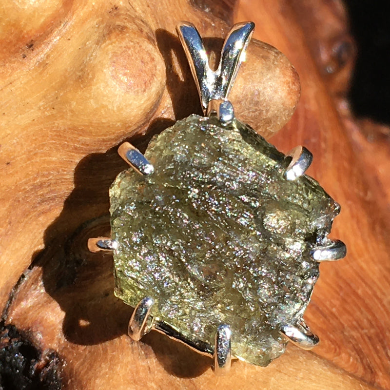 Moldavite Pendant Sterling Silver Certified Genuine Natural Raw
