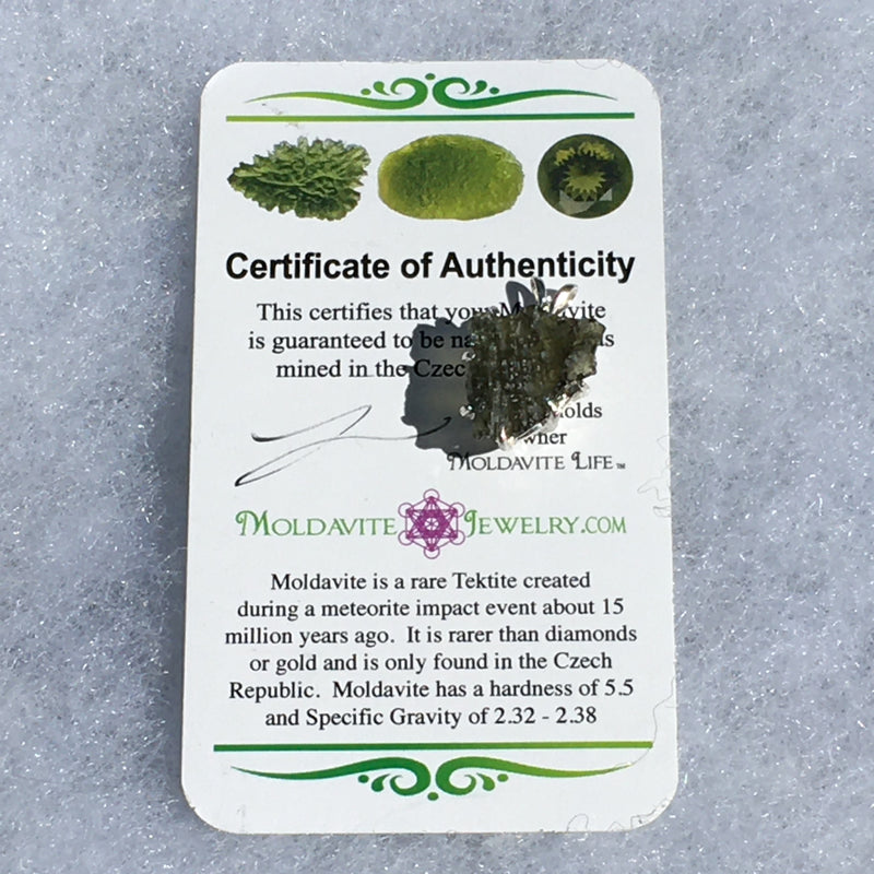 Moldavite Pendant Sterling Silver Certified Genuine Natural Raw