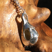 Raw Moldavite Drop Necklace Small Sterling Natural Certified