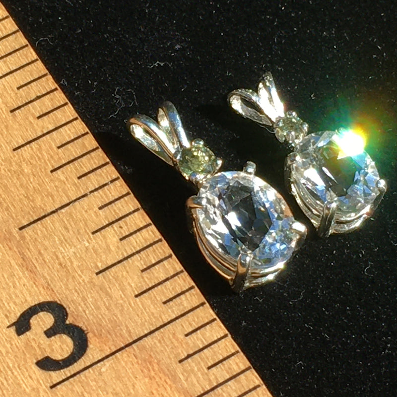 Danburite & Moldavite Necklace Sterling Silver