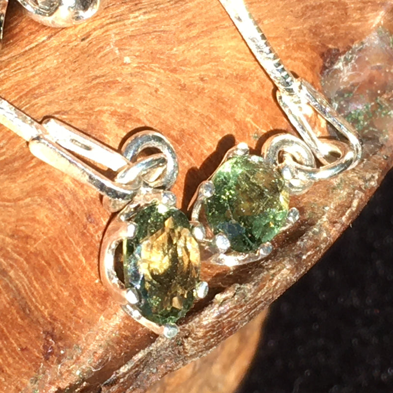 Moldavite Herkimer Meteorite Sterling Silver Dangle Earrings-Moldavite Life
