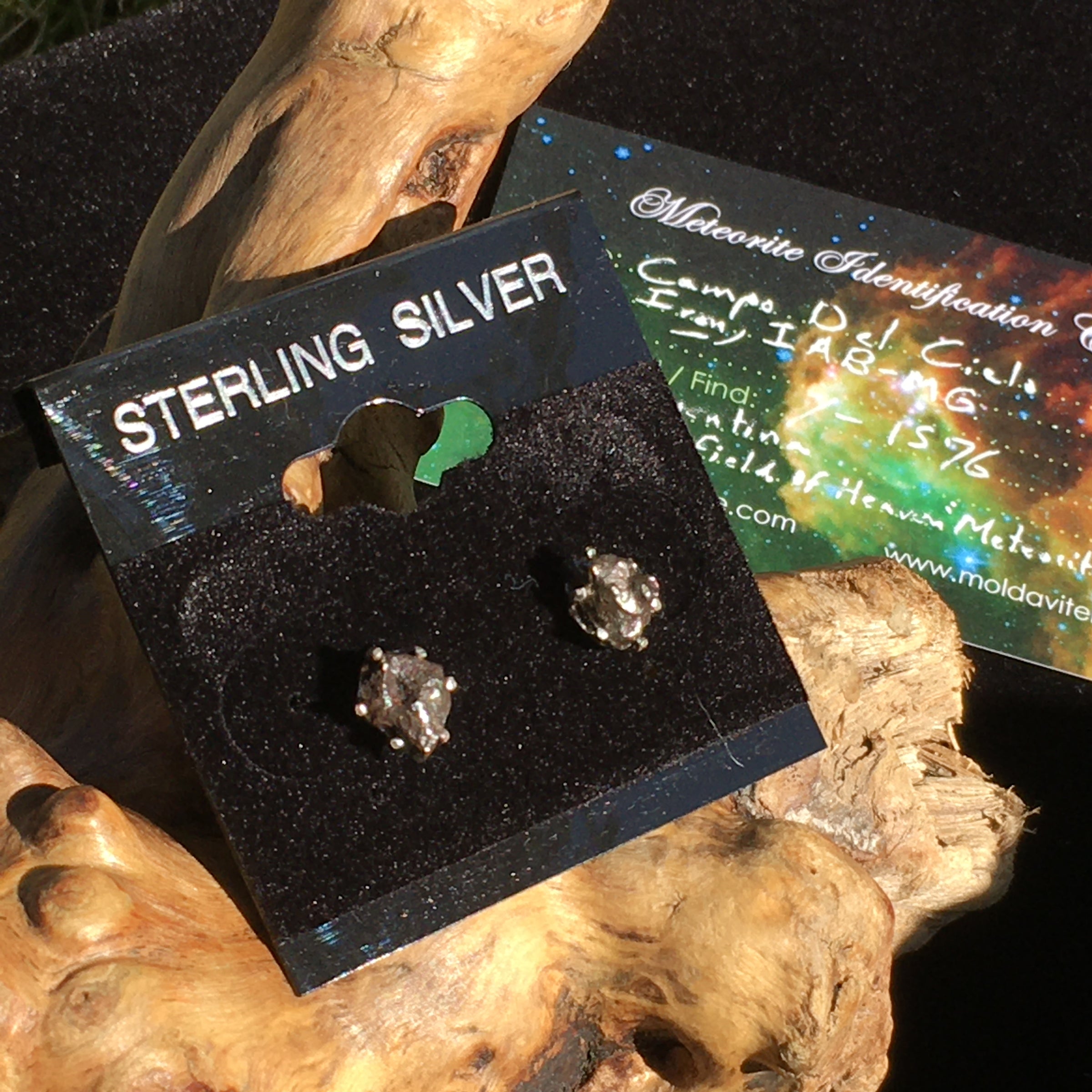 Meteorite Earrings Campo Del Cielo "Field of Heaven" Sterling Silver-Moldavite Life