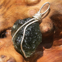 Moldavite Silver Wire Wrapped Pendant-Moldavite Life