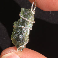 Moldavite Pendant Silver Sterling Wire-Moldavite Life