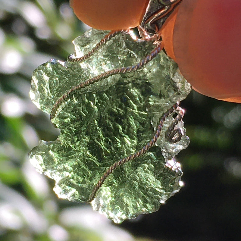Moldavite Silver Wire Wrapped Pendant-Moldavite Life