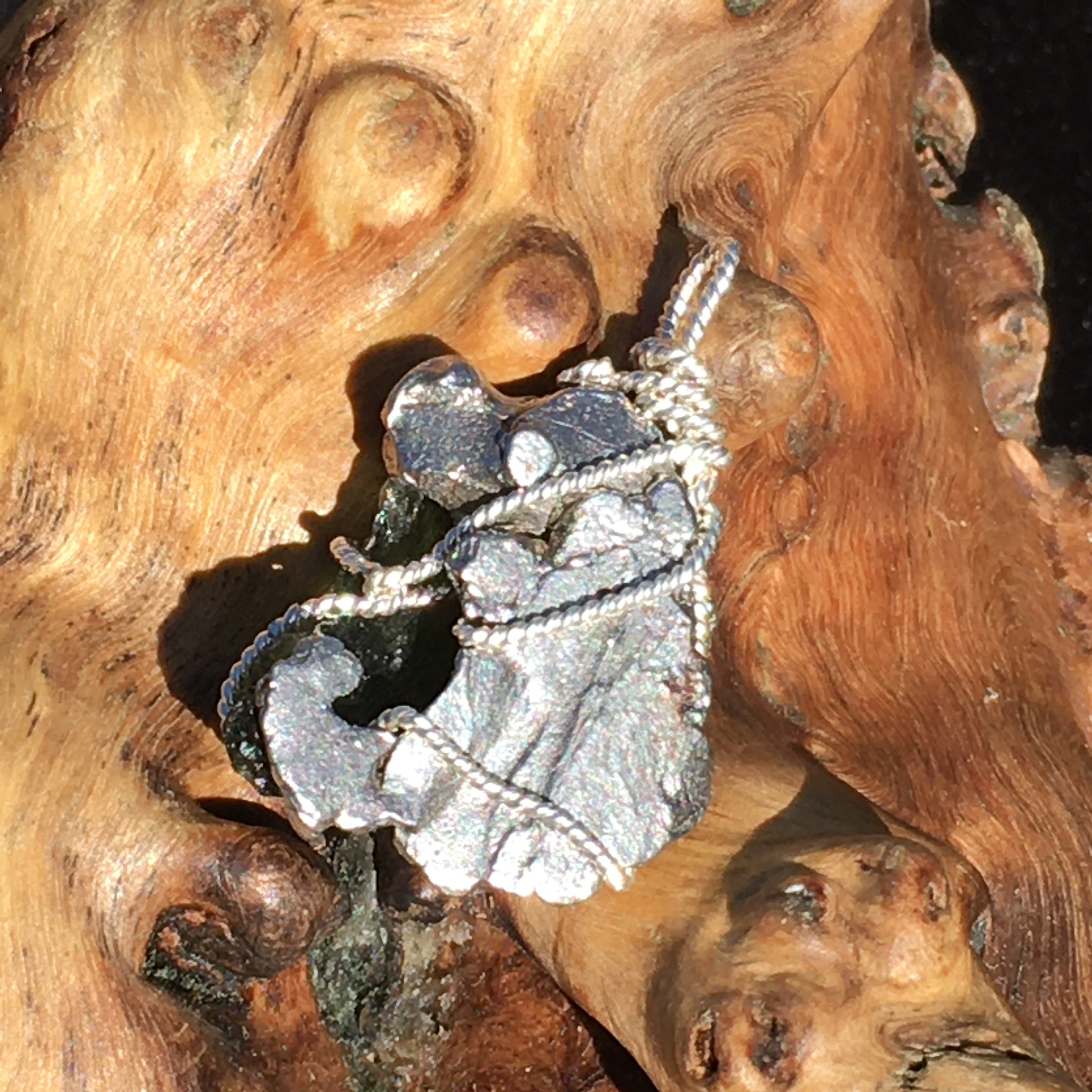 Moldavite Meteorite Pendant Sterling Silver-Moldavite Life